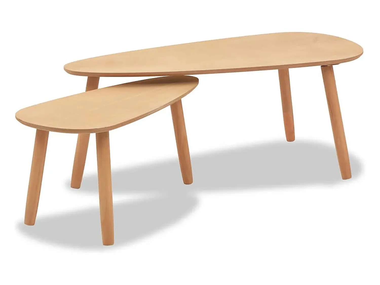 Discount Conjunto de 2 Mesas de Centro | Mesa de apoio pinho maciço Castanho