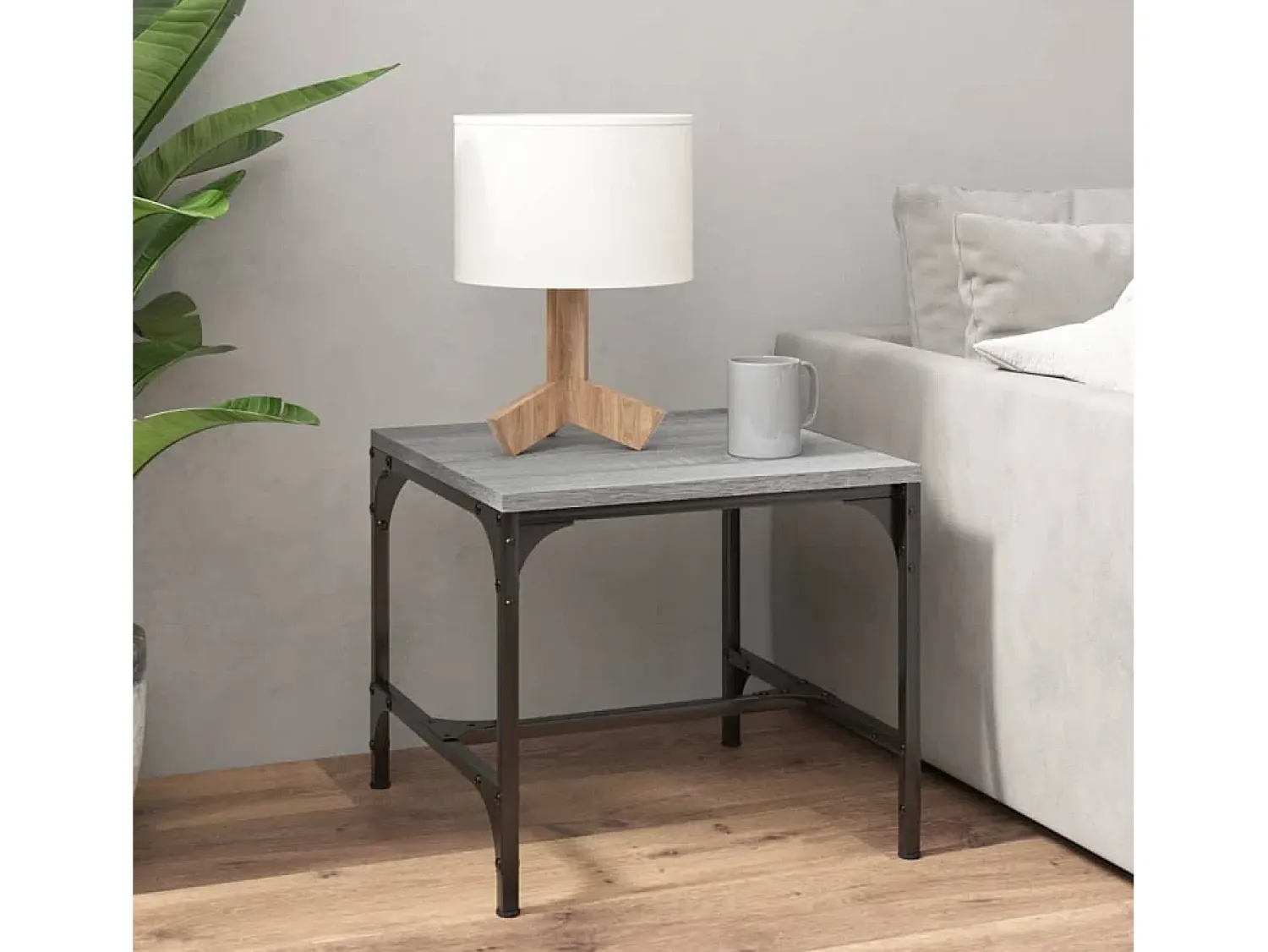 Mesa De Centro| Conjunto de 2 Mesas de Centro | Mesa de apoio | Mesa de café 40x40x35 cm deriv. madeira sonoma Cinzento