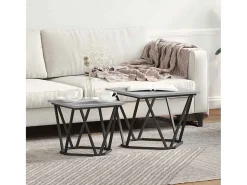 New Conjunto de 2 Mesas de Centro | Mesa de apoio | Mesa de café Sonoma Cinzento