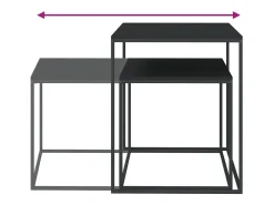 Mesa De Centro* Conjunto de 2 Mesas de Centro | Mesa de apoio derivados de madeira e metal Preto
