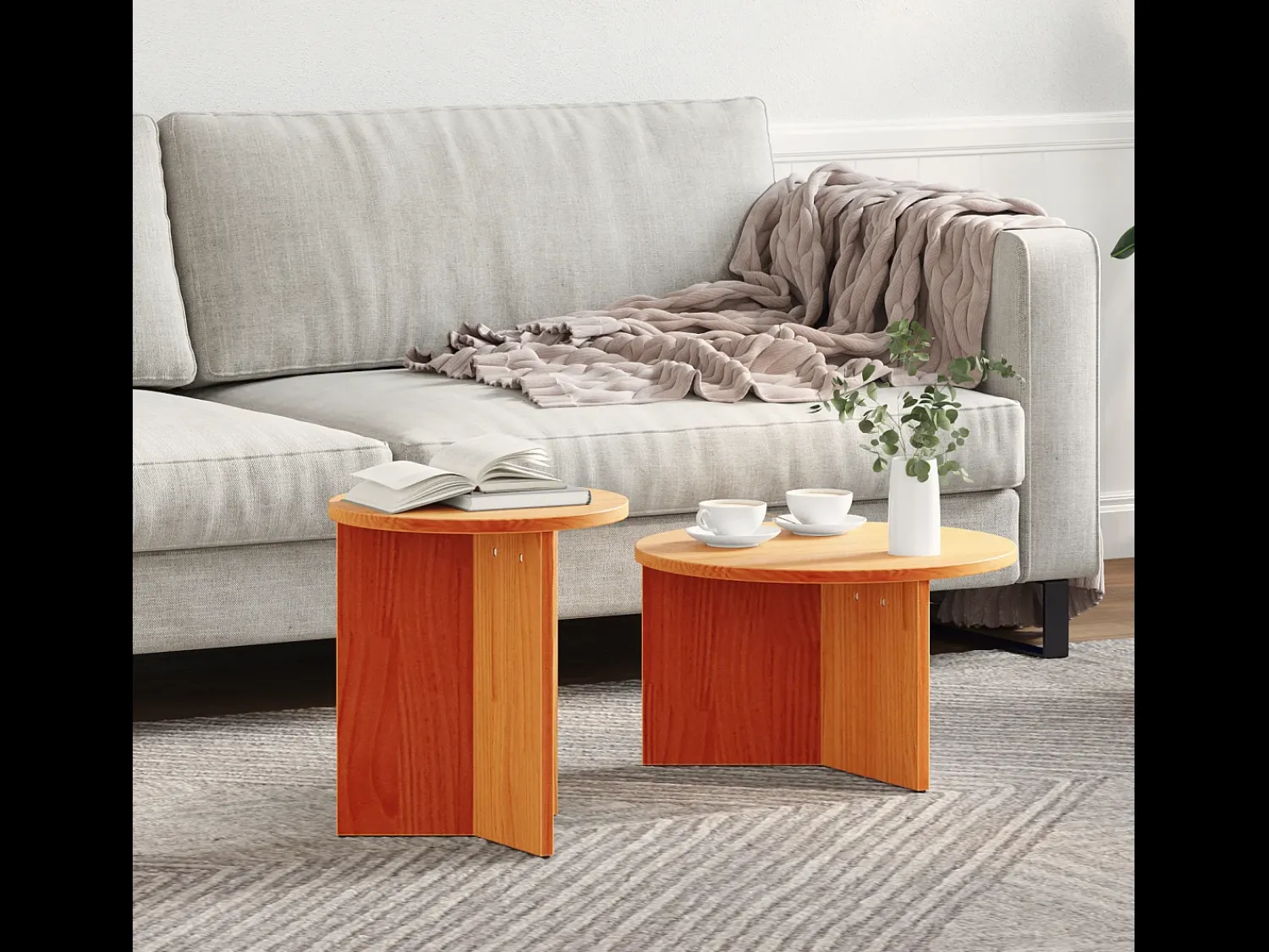 Discount Conjunto de 2 Mesas de Centro | Mesa de apoio -mel 49x49x28 cm Castanho