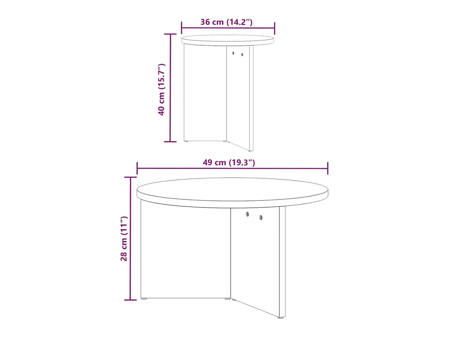 Discount Conjunto de 2 Mesas de Centro | Mesa de apoio -mel 49x49x28 cm Castanho
