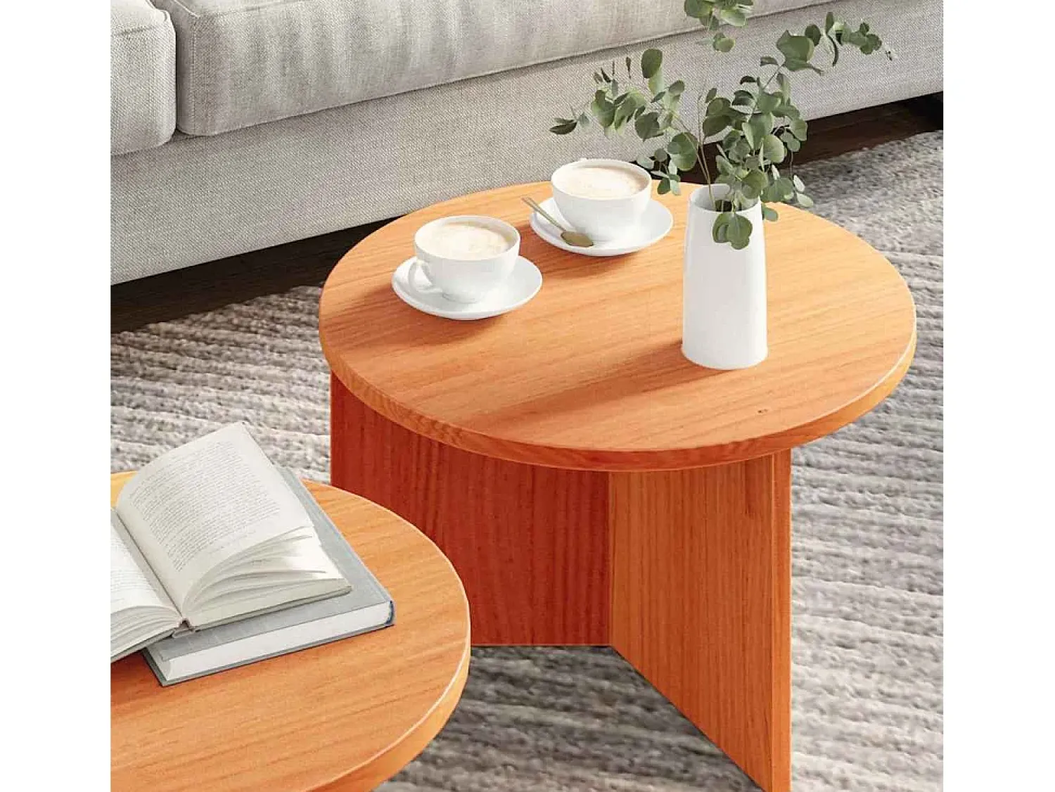 Discount Conjunto de 2 Mesas de Centro | Mesa de apoio -mel 49x49x28 cm Castanho