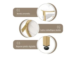 Conjunto de 2 mesas de centro encaixáveis, mesa encaixável com design de mármore, estrutura de metal^ Mesa De Centro