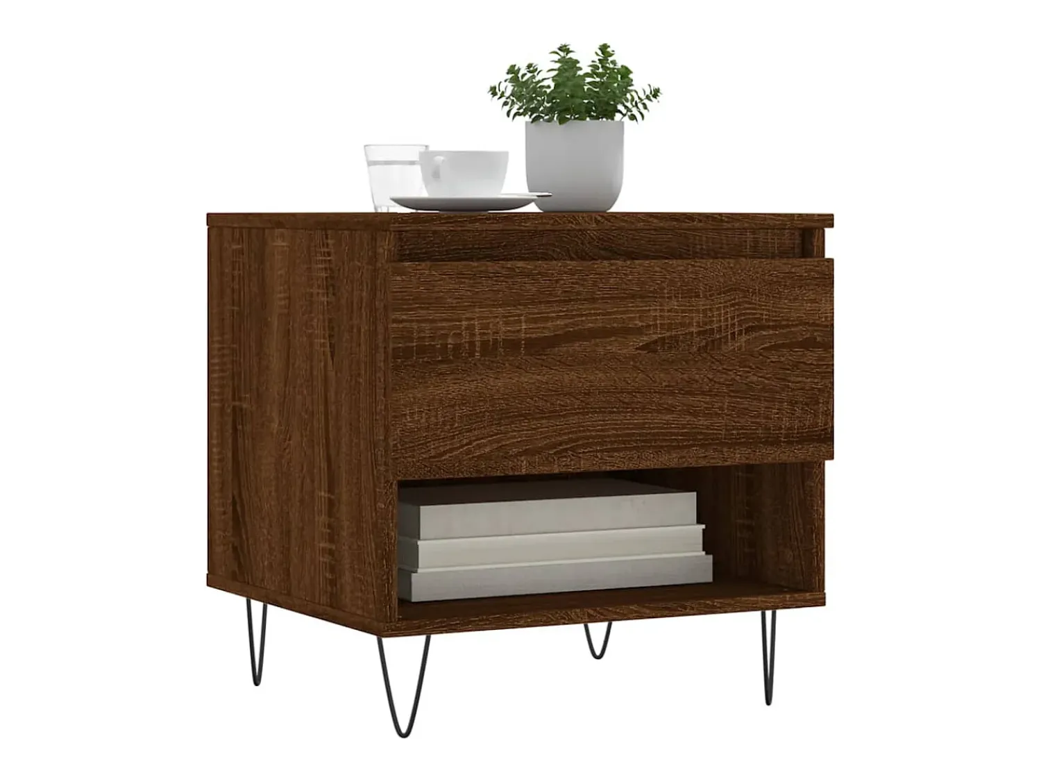 New Conjunto de 2 Mesas de Centro | Mesa de apoio | Mesa de café 50x46x50 cm deriv. madeira carvalho Castanho