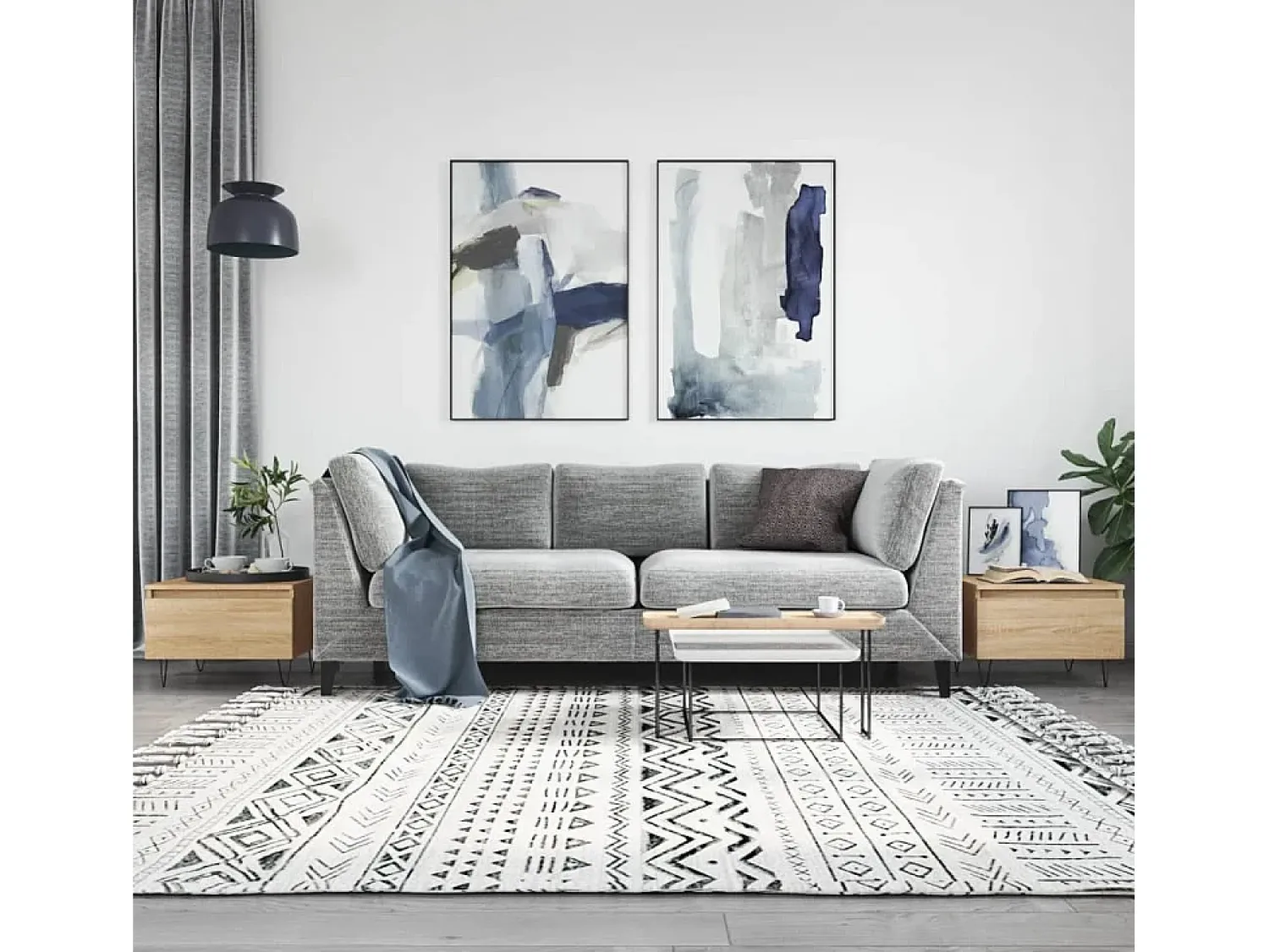Conjunto de 2 Mesas de Centro | Mesa de apoio | Mesa de café 50x46x35cm deriv. madeira carvalho sonoma^ Mesa De Centro