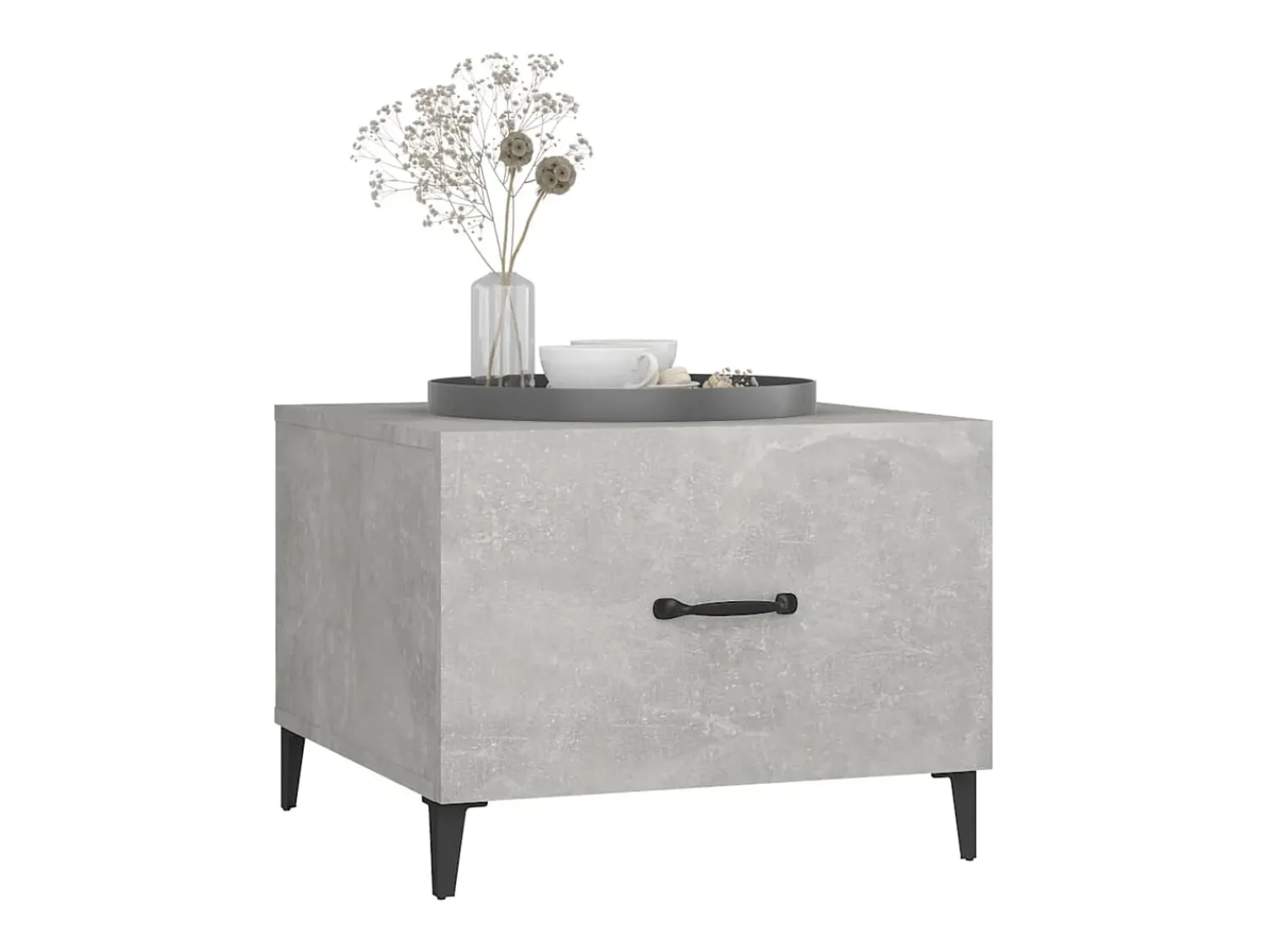 Mesa De Centro| Conjunto de 2 Mesas de Centro | Mesa de apoio + pernas de metal 50x50x40 cm sonoma cinza Cinzento