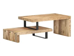 Sale Conjunto de 2 Mesas de Centro | Mesa de apoio madeira de mangueira maciça Castanho