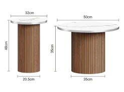 Clearance DripeX Conjunto de 2 Mesas de centro redondas - base de coluna romana - folheado mármore - Castanho chocolate