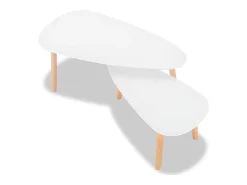 Mesa De Centro* Conjunto de 2 Mesas de Centro | Mesa de apoio pinho maciço Branco