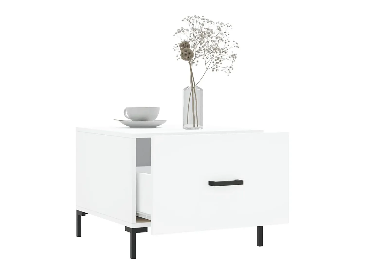 Mesa De Centro* Conjunto de 2 Mesas de Centro | Mesa de apoio | Mesa de café 50x50x40 cm madeira processada Branco