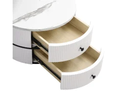 Mesa De Centro*ModernLuxe Conjunto de 2 mesas de encastrar - 2 gavetas - tampo em mármore - Branco e Preto Preto / Branco