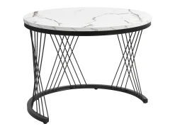 Mesa De Centro*ModernLuxe Conjunto de 2 mesas de encastrar - 2 gavetas - tampo em mármore - Branco e Preto Preto / Branco