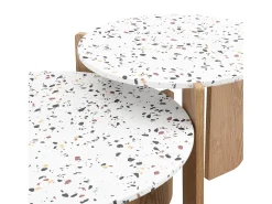 ModernLuxe Conjunto de 2 mesas de encastrar - MDF - textura salpicada - Natural^ Mesa De Centro