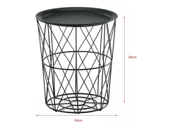 Mesa De Apoio*Helloshop26 Conjunto de 3 mesas de encaixe mesa de centro/mesa de estar em metal com tampo removível 40x40x44 cm preta 03_0006057 Preto