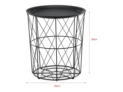 Mesa De Apoio*Helloshop26 Conjunto de 3 mesas de encaixe mesa de centro/mesa de estar em metal com tampo removível 40x40x44 cm preta 03_0006057 Preto