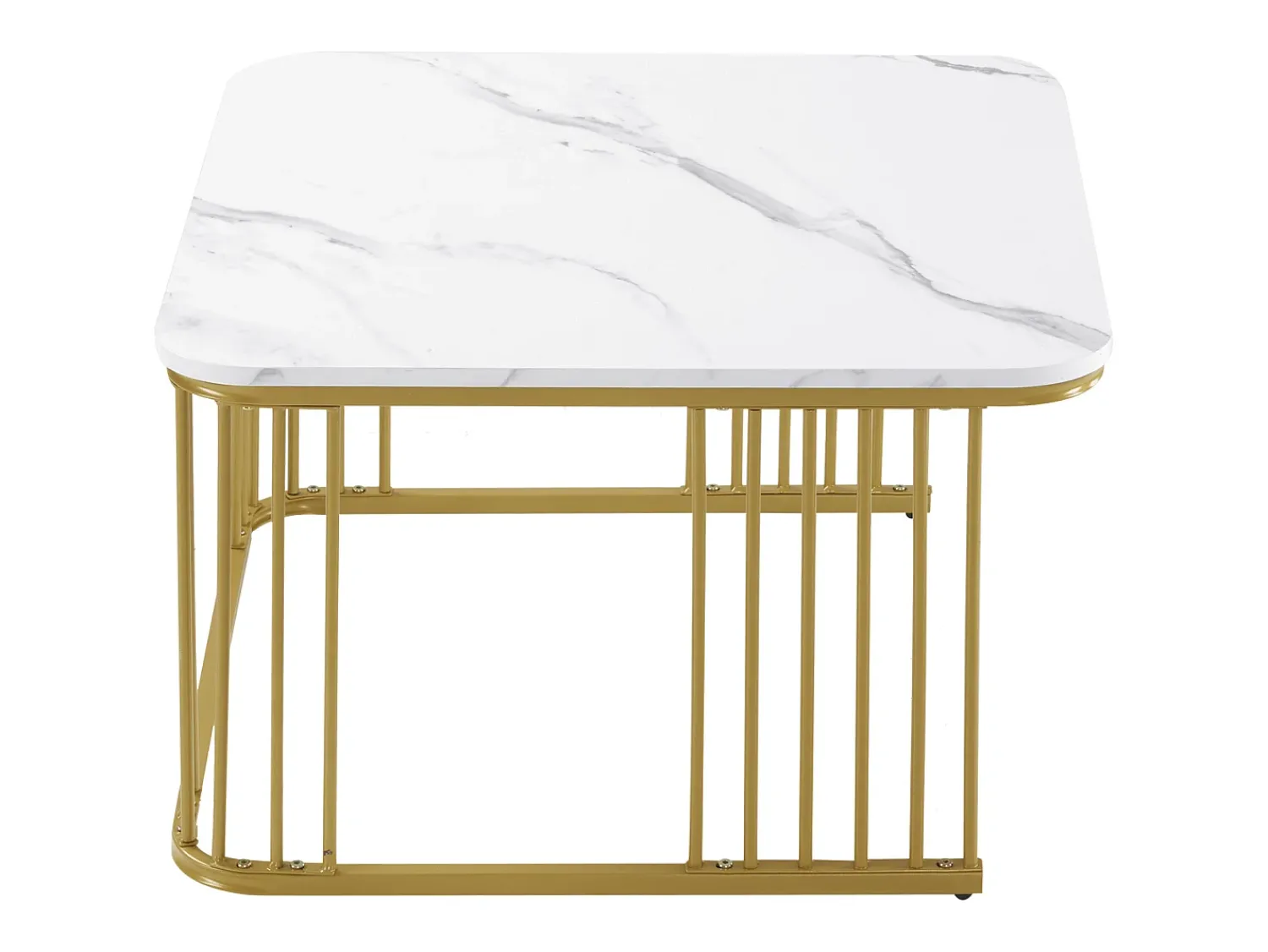 ModernLuxe Conjunto de 2 mesas de encastrar - tampo em MDF com padrão mármore - pés dourados - e Dourado^ Mesa De Centro