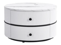 Mesa De Centro*Hauss Spole Conjunto de 2 mesas de encaixe com 2 gavetas, tampo com efeito mármore - Branco e Preto
