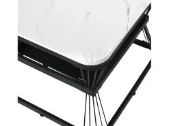 Mesa De Centro*ModernLuxe Conjunto de 2 mesas de encastrar - tampo em MDF com padrão mármore - estrutura em aço - Preto