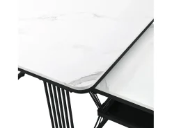 Mesa De Centro*ModernLuxe Conjunto de 2 mesas de encastrar - tampo em MDF com padrão mármore - estrutura em aço - Preto