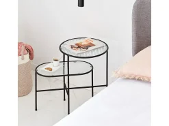 Clearance Teulat Conjunto de 2 mesas de sala pretas 60x40 cm Preto