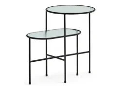 Clearance Teulat Conjunto de 2 mesas de sala pretas 60x40 cm Preto