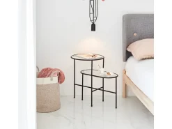 Clearance Teulat Conjunto de 2 mesas de sala pretas 60x40 cm Preto