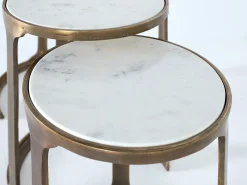Discount Giner y colomer Conjunto de 3 mesas em metal e mármore. Castanho