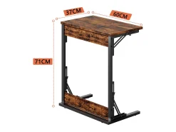 Mesa De Apoio|Hauss Spole Conjunto de 2 mesas laterais dobráveis - Metal preto e madeira rústica castanha Castanho