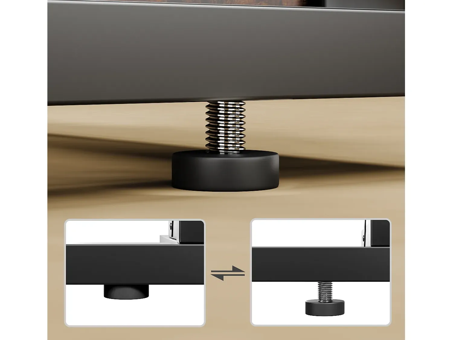 Mesa De Apoio|Hauss Spole Conjunto de 2 mesas laterais dobráveis - Metal preto e madeira rústica castanha Castanho