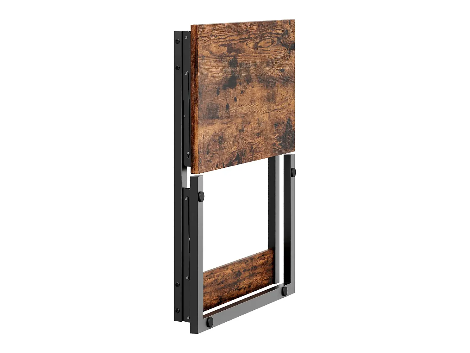 Mesa De Apoio|Hauss Spole Conjunto de 2 mesas laterais dobráveis - Metal preto e madeira rústica castanha Castanho