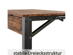 Mesa De Apoio|Hauss Spole Conjunto de 2 mesas laterais dobráveis - Metal preto e madeira rústica castanha Castanho