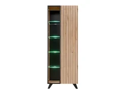 Móvel De Tv*Meublorama Conjunto de 4 móveis de sala de estar com lareira decorativa da coleção NIELSEN. Cores carvalho e preto. Castanho