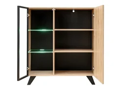 Móvel De Tv*Meublorama Conjunto de 4 móveis de sala de estar com lareira decorativa da coleção NIELSEN. Cores carvalho e preto. Castanho