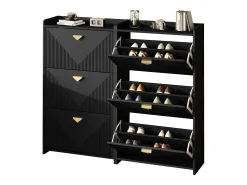 Online ModernLuxe Conjunto de 2 móveis para sapatos 140x30x120 cm - 6 portas basculantes - 12 compartimentos de armazenamento - MDF - Preto