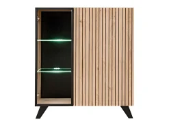 Móvel De Tv*Price Factory Conjunto de 4 móveis para sala de estar coleção NIELSEN. Cores carvalho e preto. Castanho