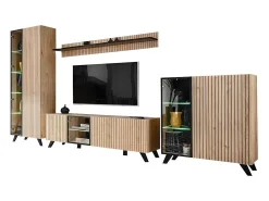 Móvel De Tv*Price Factory Conjunto de 4 móveis para sala de estar coleção NIELSEN. Cores carvalho e preto. Castanho