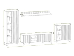 Móvel De Tv*Price Factory Conjunto de 4 móveis para sala de estar coleção NIELSEN. Cores carvalho e preto. Castanho