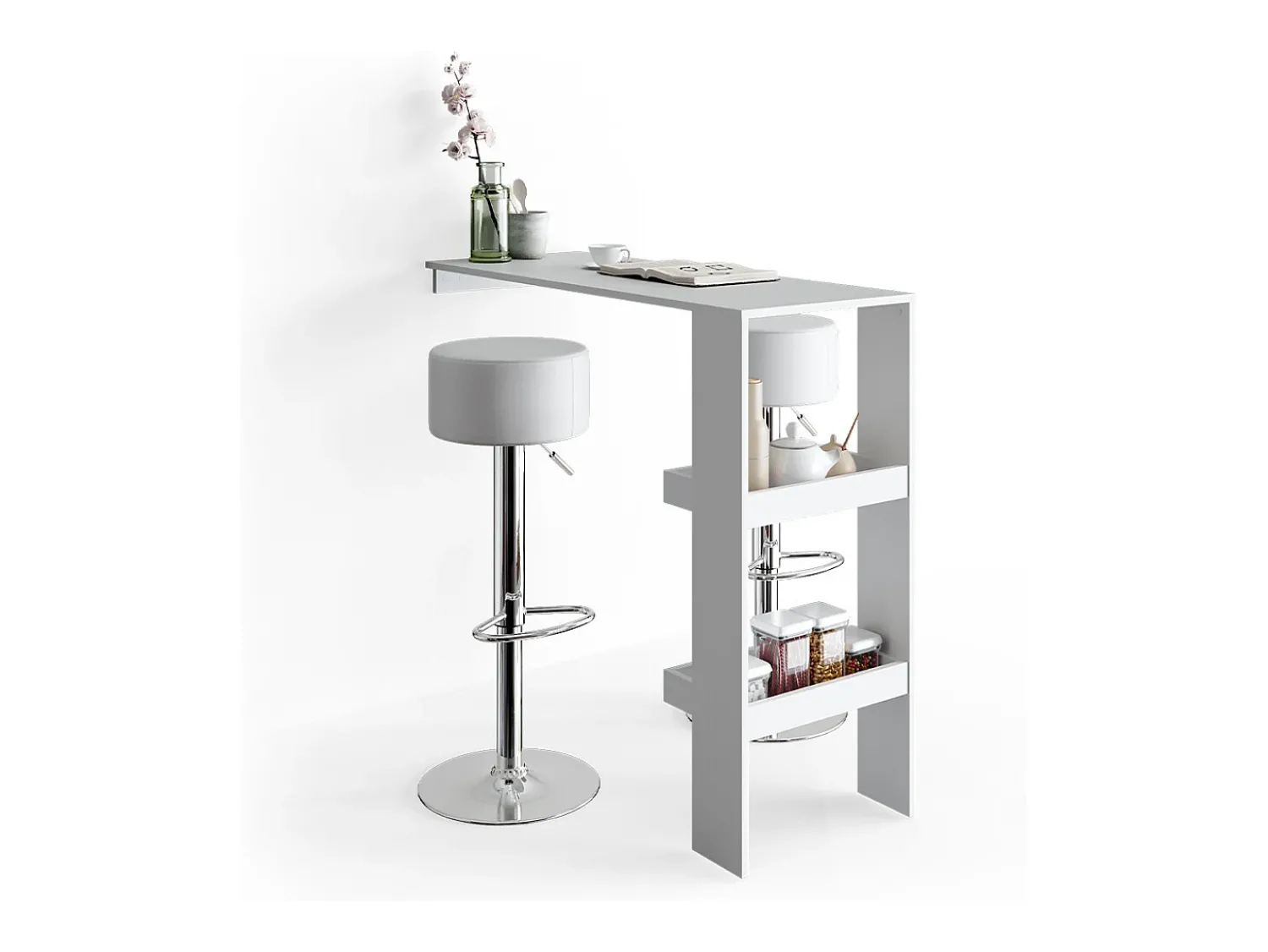Banco*Vicco Conjunto de 2 peças de banco de bar 33x33x92 Branco