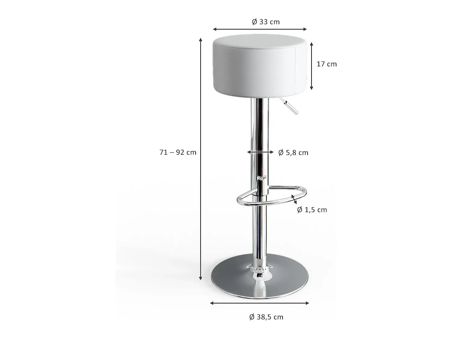 Banco*Vicco Conjunto de 2 peças de banco de bar 33x33x92 Branco