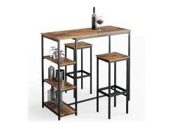 Banco|Vicco Conjunto de 2 peças de banco de bar carvalho rústico 32x28x78 fyrk Natural escuro