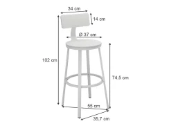 Clearance Vicco Conjunto de 2 peças de banco de bar 34x55x102 caracas Branco