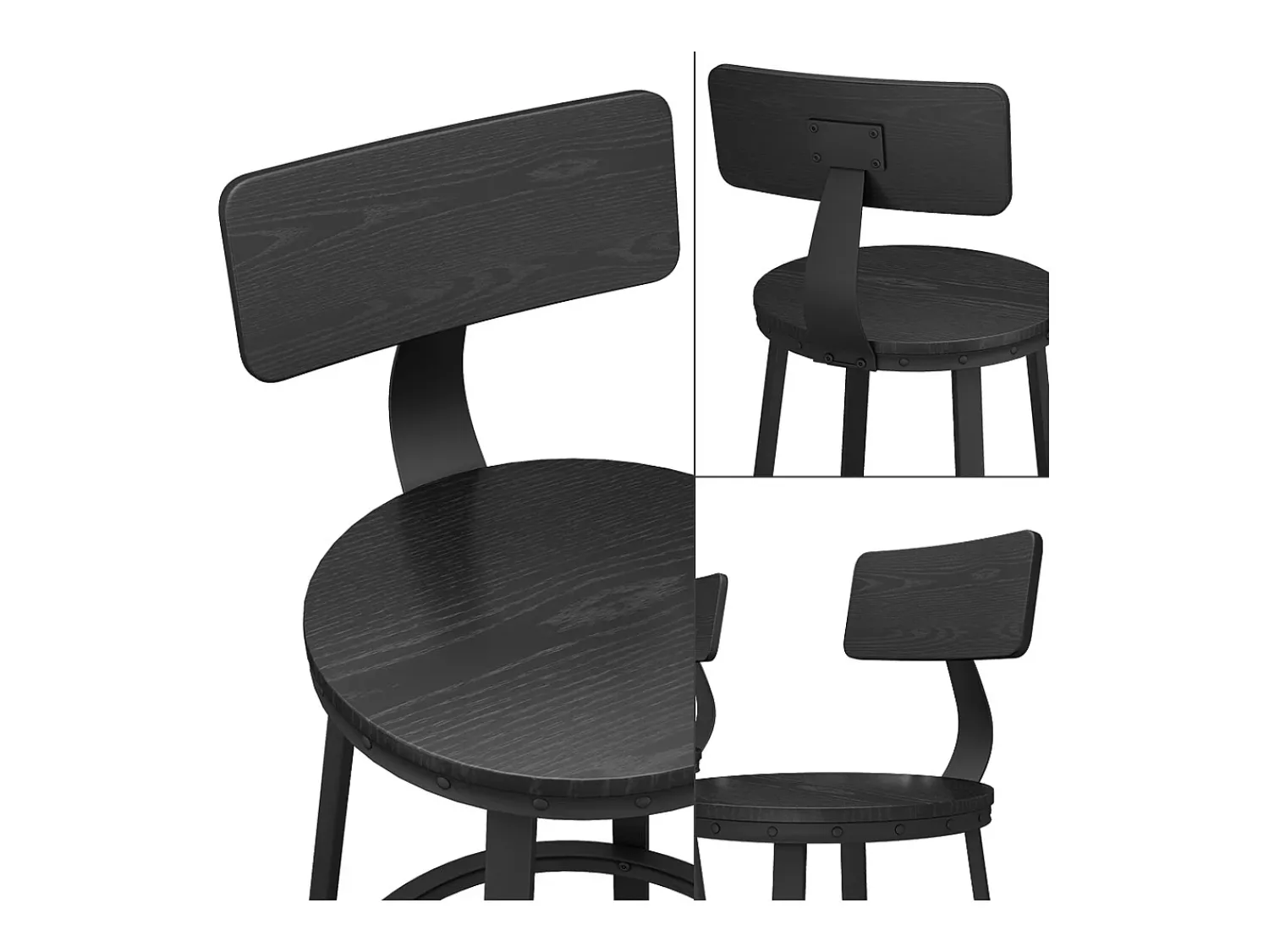 Banco*Vicco Conjunto de 2 peças de banco de bar 34x55x102 caracas Preto