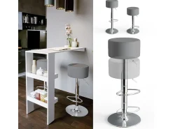 Discount Vicco Conjunto de 2 peças de banco de bar cinza 33x33x92 Cinzento