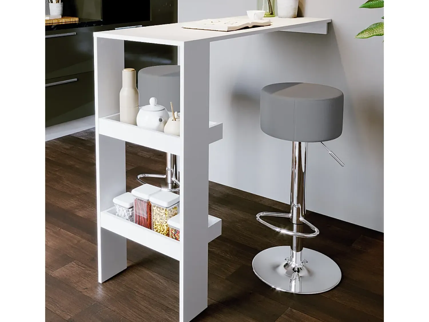 Discount Vicco Conjunto de 2 peças de banco de bar cinza 33x33x92 Cinzento
