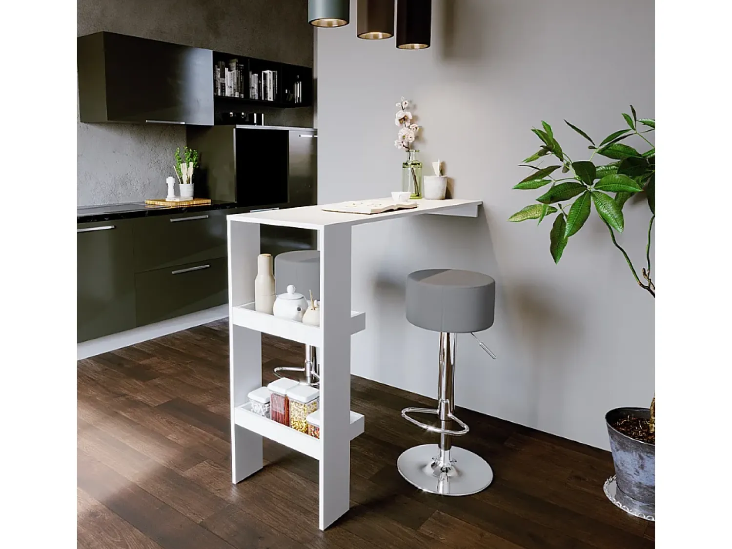 Discount Vicco Conjunto de 2 peças de banco de bar cinza 33x33x92 Cinzento