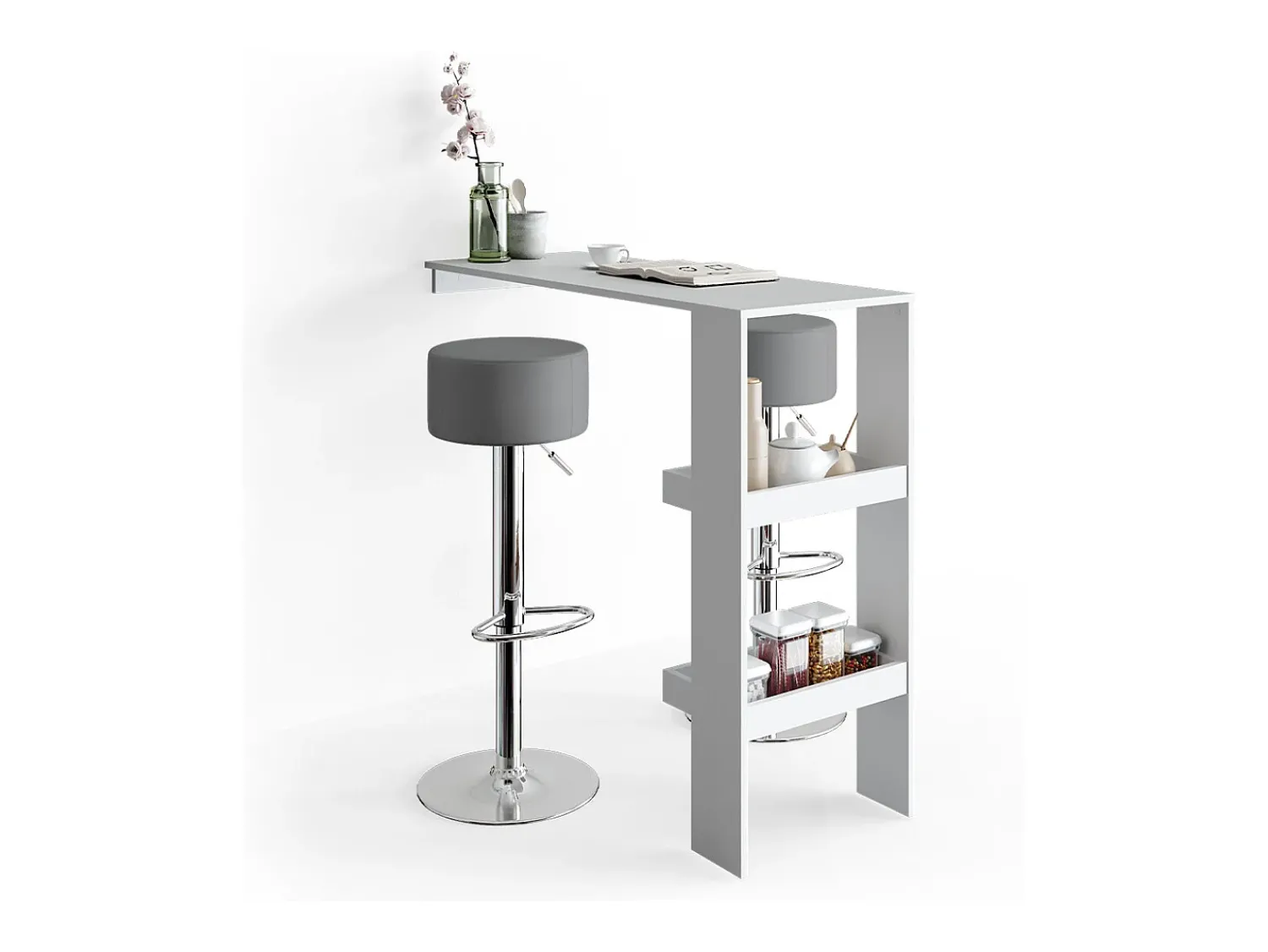 Discount Vicco Conjunto de 2 peças de banco de bar cinza 33x33x92 Cinzento