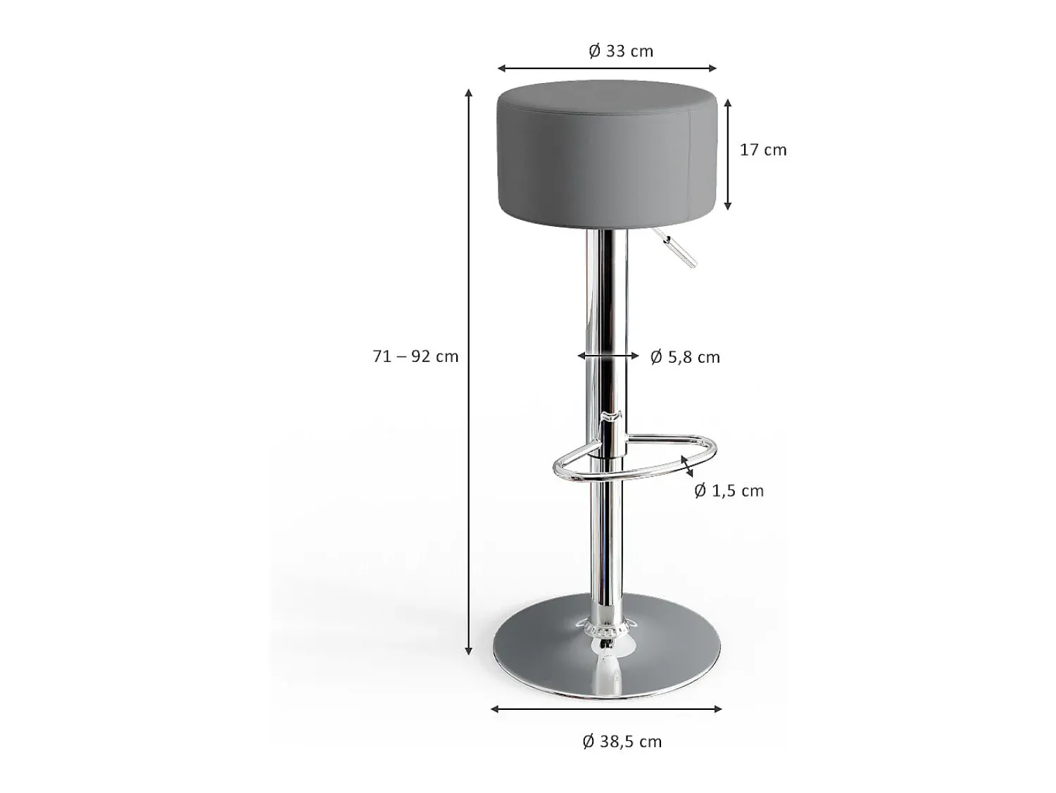 Discount Vicco Conjunto de 2 peças de banco de bar cinza 33x33x92 Cinzento