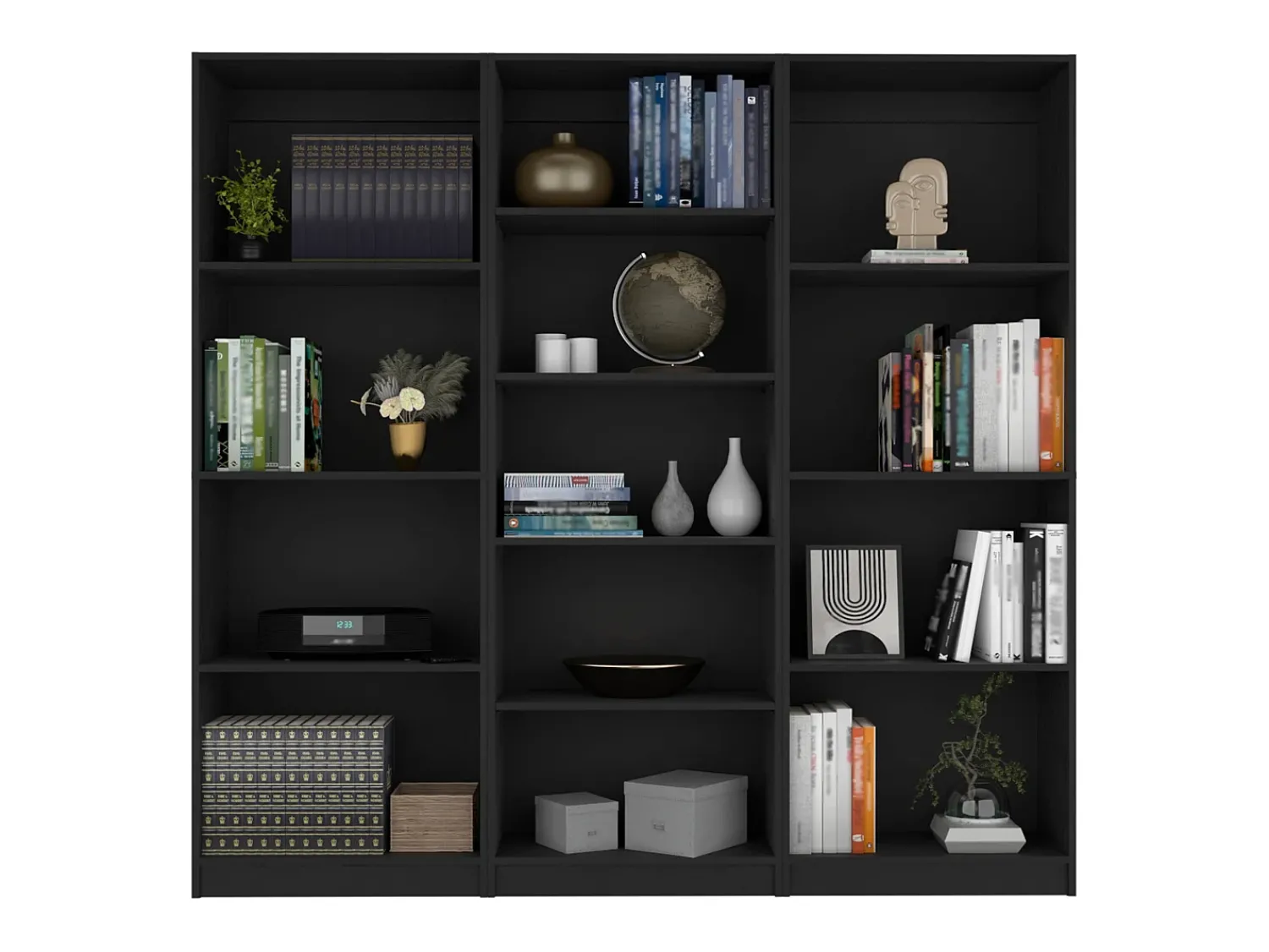 TuHome Conjunto de 3 peças de melamina para escritório em casa com prateleiras , 180.6 cm X 188.4 cm X 29.9 cm ,^ Biblioteca