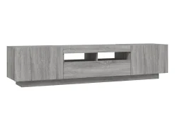 Clearance Helloshop26 Conjunto de 2 peças de móveis Sonoma Grey para TV/aparador com luzes LED para sala de estar quarto e sala de jantar 02_0025338 Cinzento